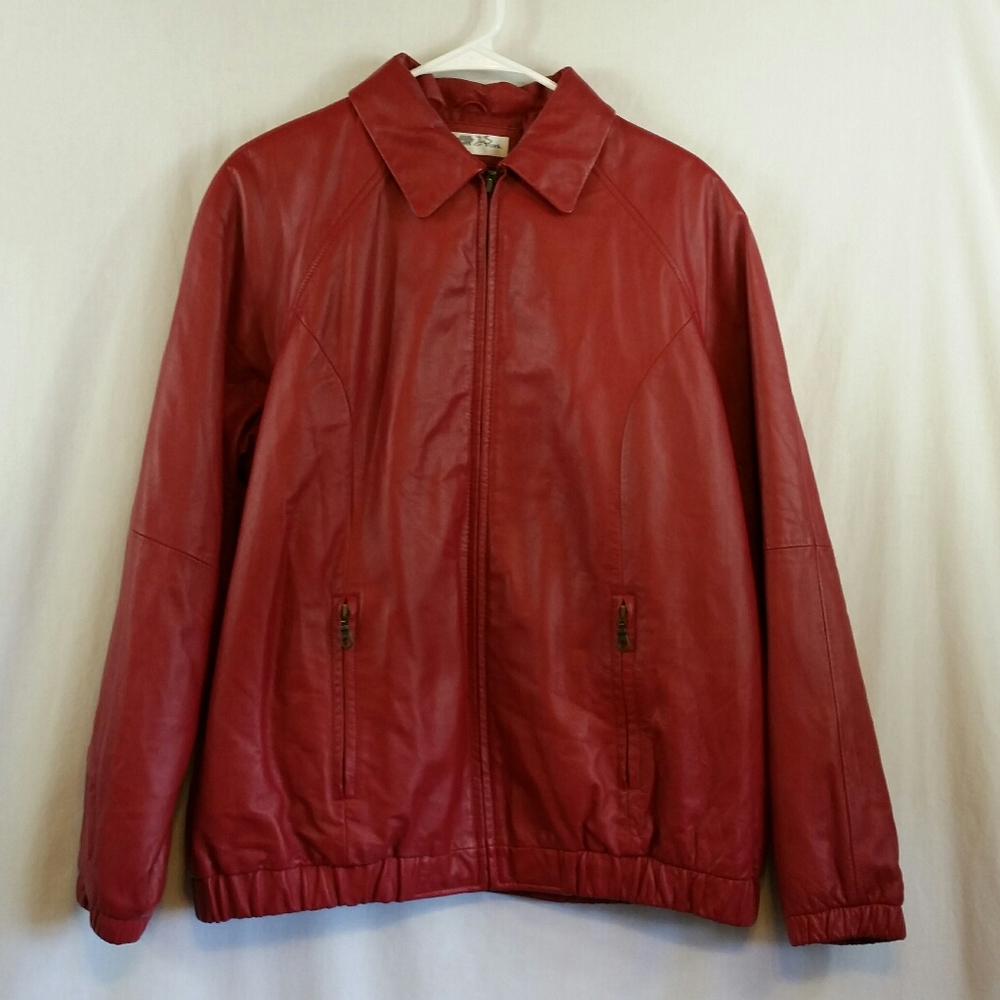 Preston & York Red Leather Mens Jacket M